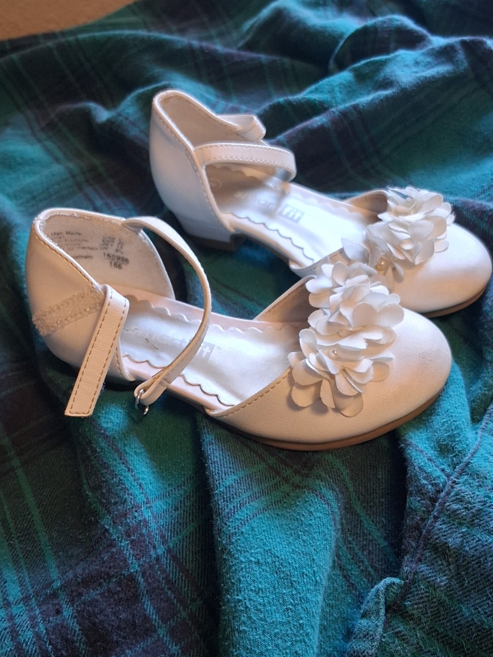 Girls White Floral Dress Shoes with Ankle Strap Baby Girl 6 260819